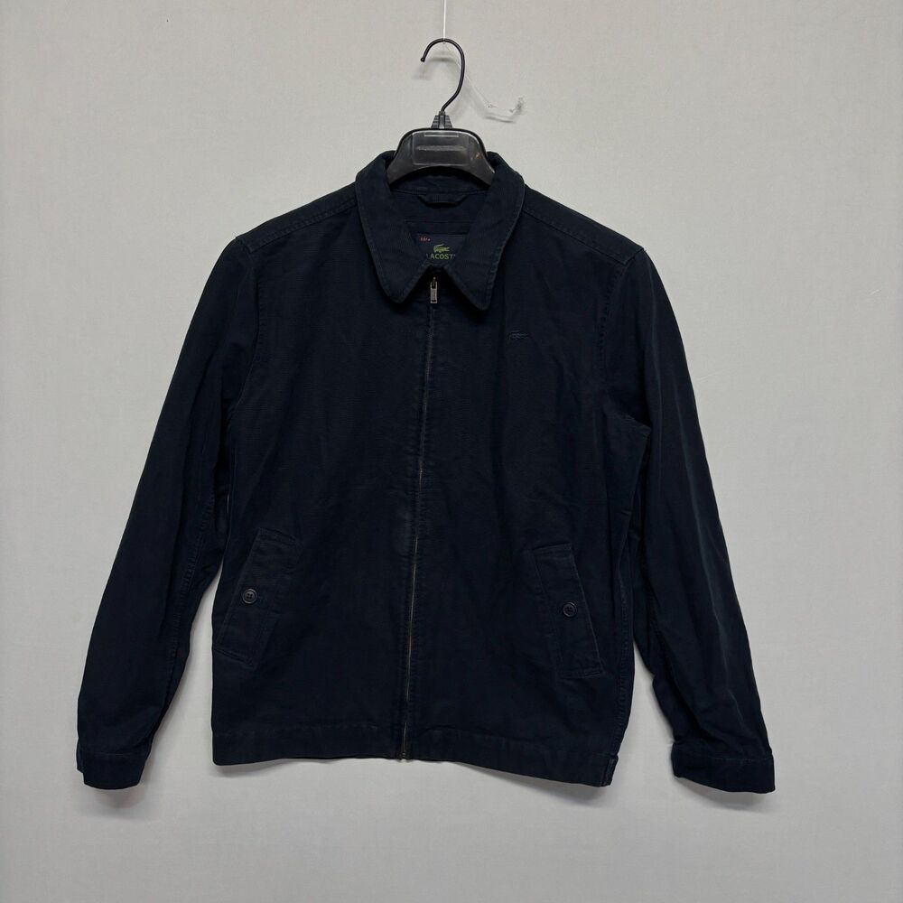 Lacoste Men Full Zip Canvas Jacket Size 50 / 4 Medium Navy Blue C128 -18